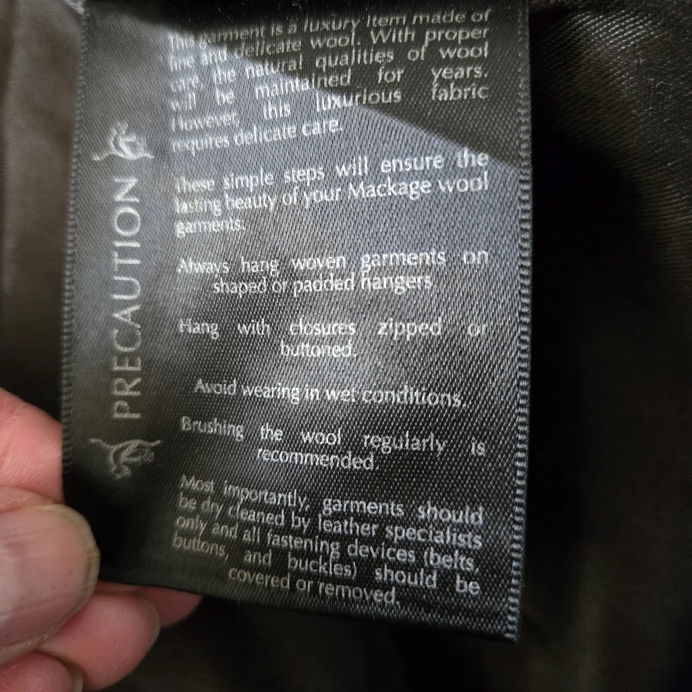 MACKAGE Wool/Cashmere/Leather Women's Black Button-Up Coat. Size Small - Picture 14 of 14